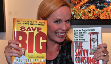 Author-Elisabeth Leamy-with her books Save BIG and The Savvy Consumer